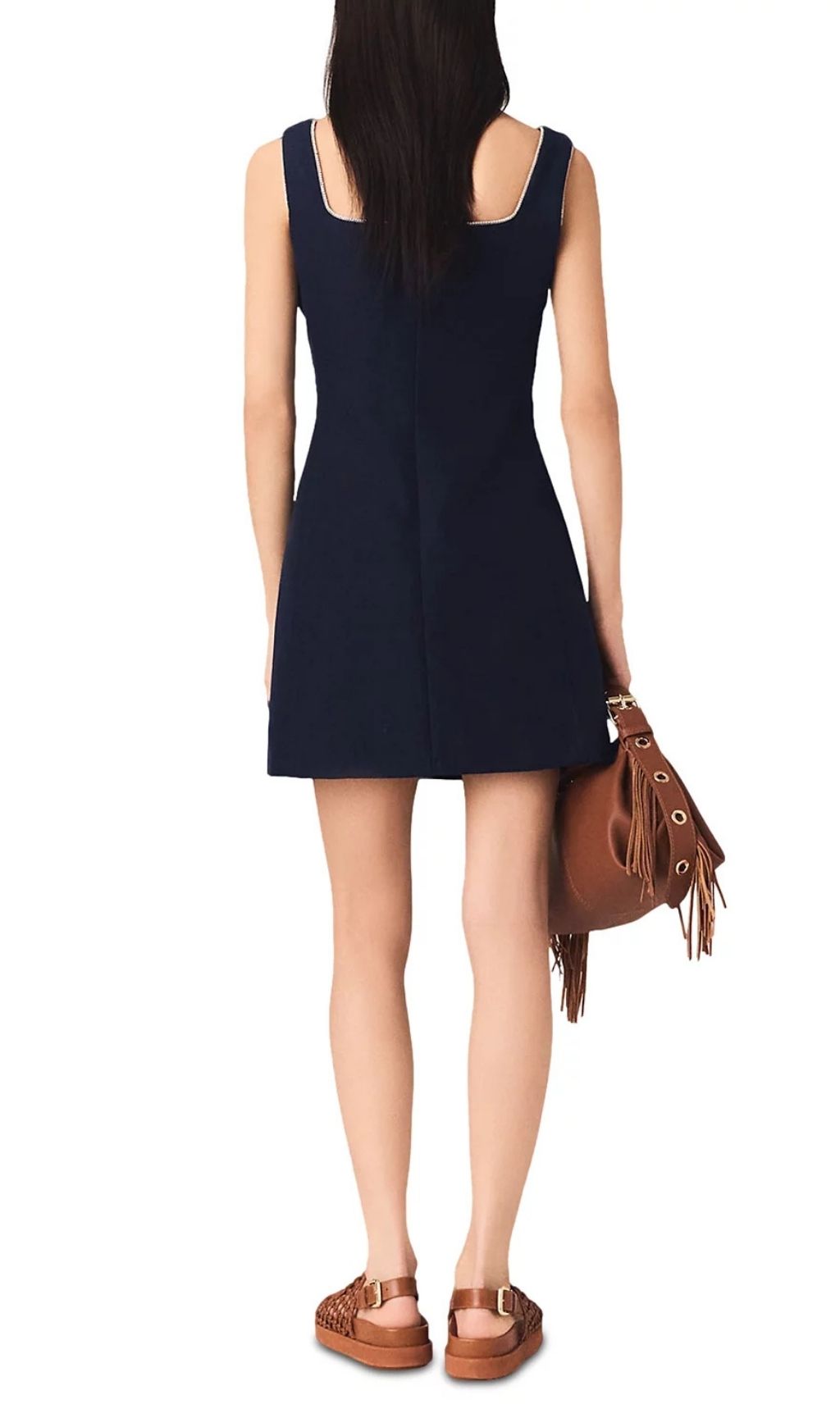 Fashionslee Women Square Neck Mini Dress - Navy