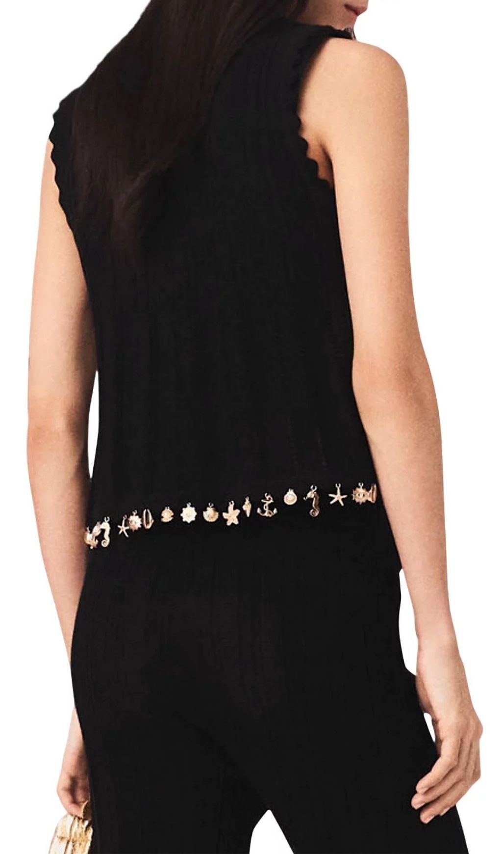 Fashionslee Women Gold Tone Embellished Knit Cardigan