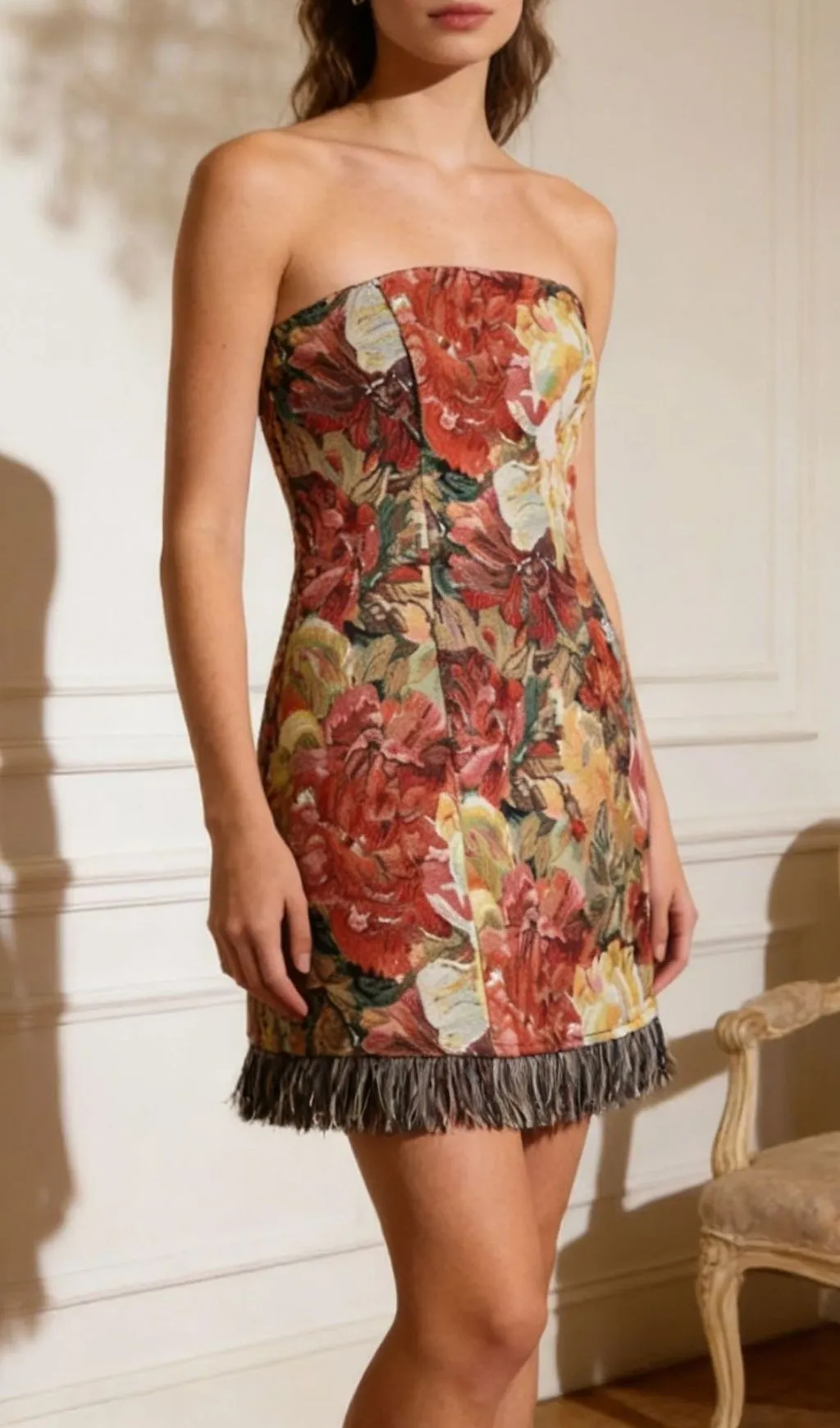 Fashionslee Women Lelah Strapless Printed Mini Dress