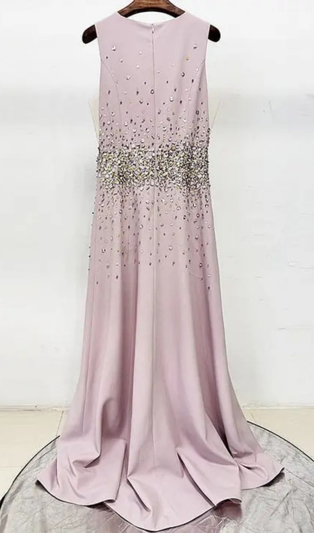 Pandora Beaded Rhinestone Sleeveless Maxi Dress - Pink