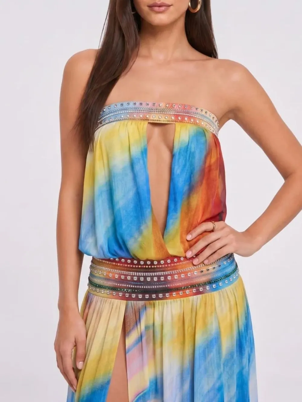 fbcc8bf0f19e4797c720a67c73ffdf85 Ulviera Strapless Split Cutout Maxi Dress