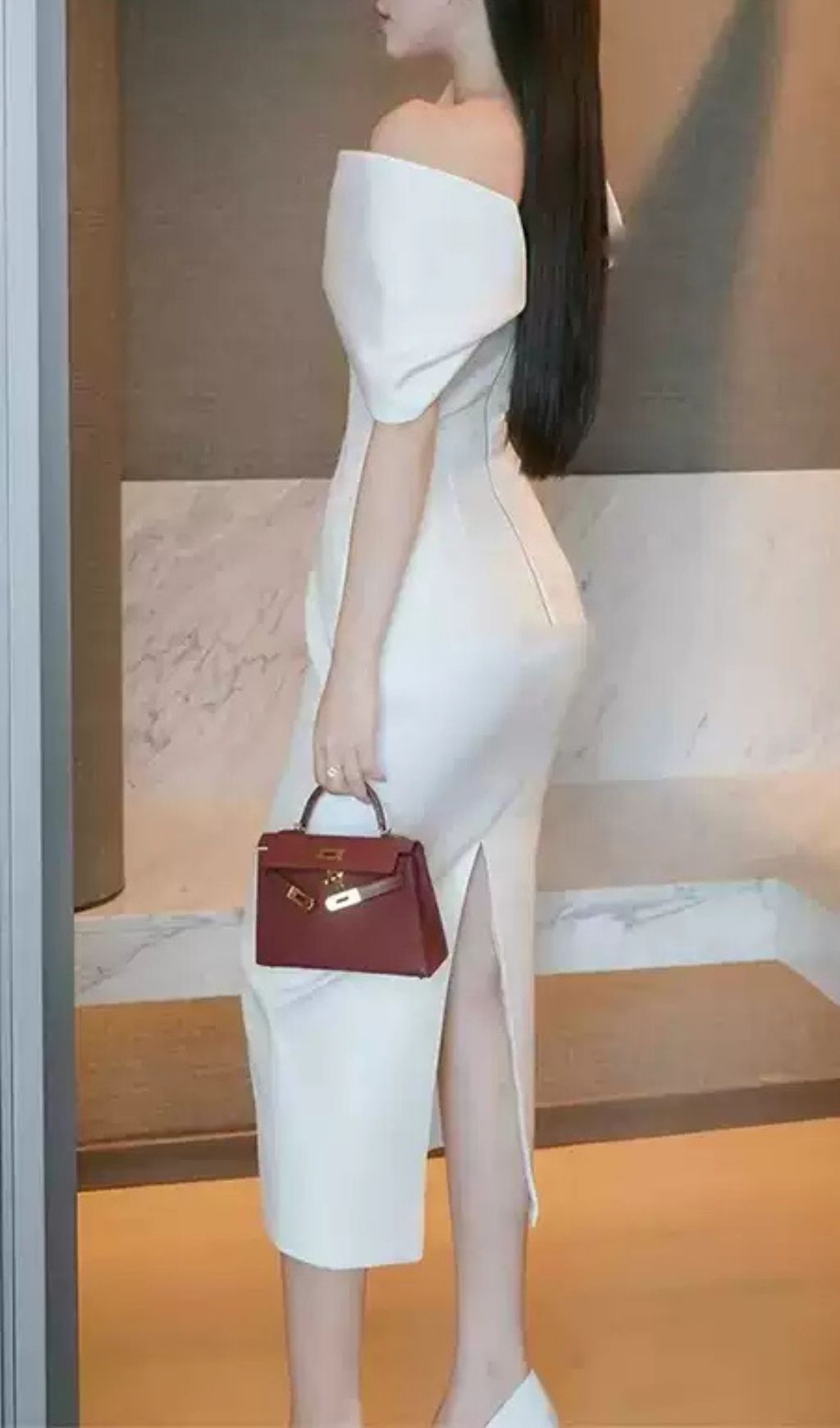 Fashionslee Women Liliya White Off-Shoulder Midi Dress