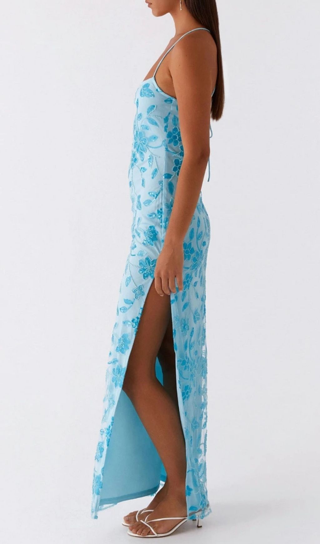 Ongus Floral Sequin Maxi Dress - Blue