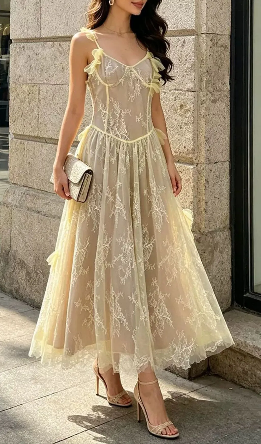 Fashionslee Women Mafalda Strappy Lace Maxi Dress