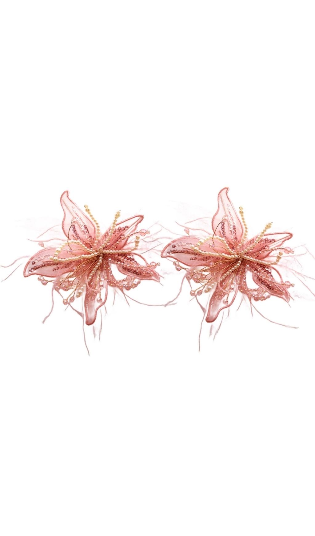 Leia Pink Feather Beaded Earrings