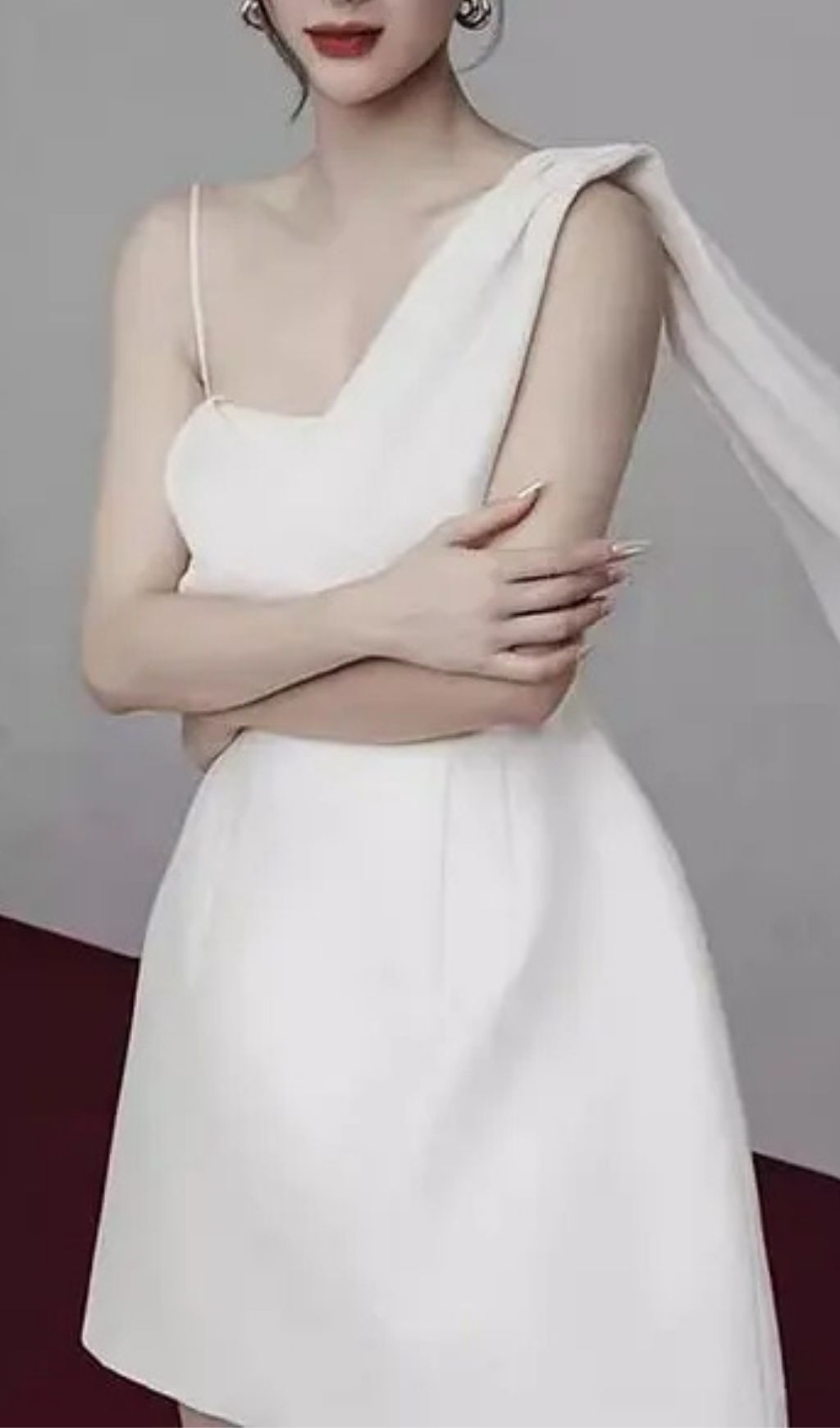 fd5ff64be94e7485b5d577d2e25dcade White Asymmetrical One-Shoulder Mini Dress