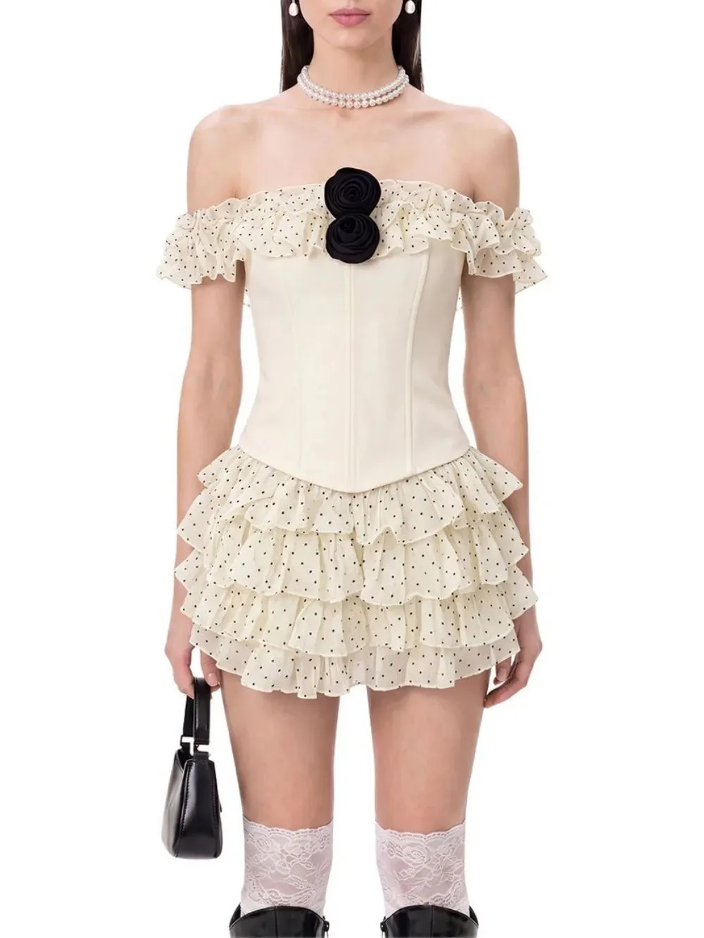 Talven Tiered Flower Dot Skirt Set