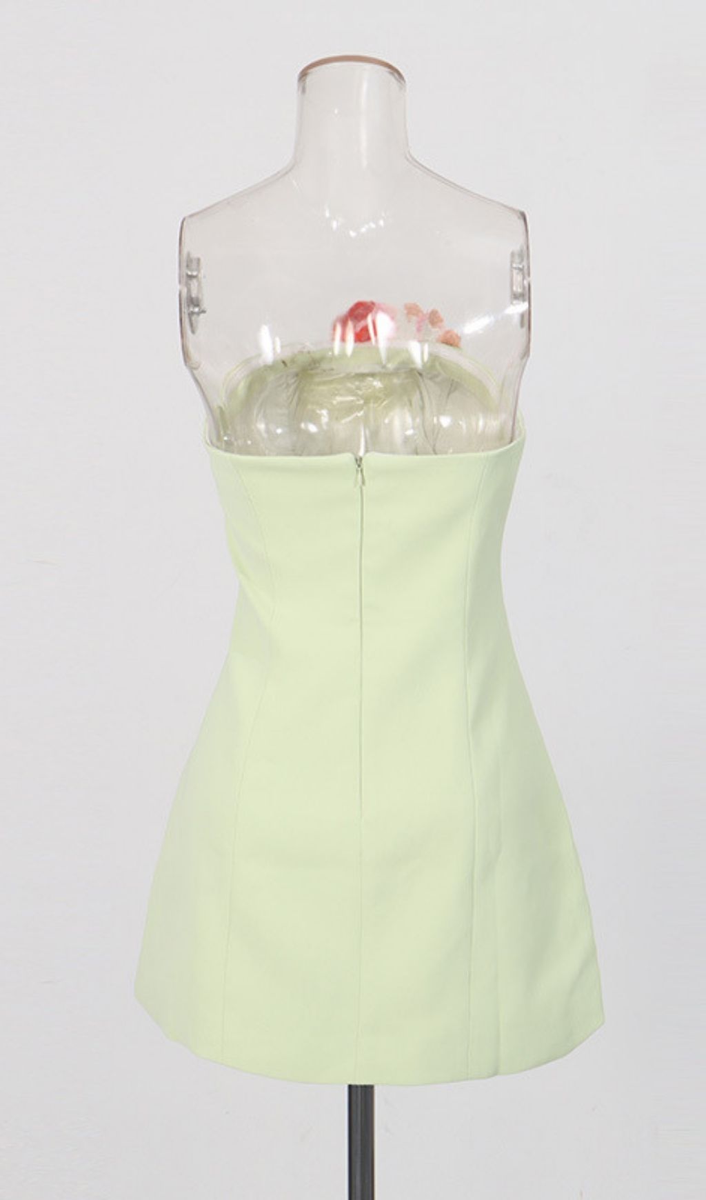 Fashionslee Women Leona Green Strapless Flower Embroidery Mini Dress
