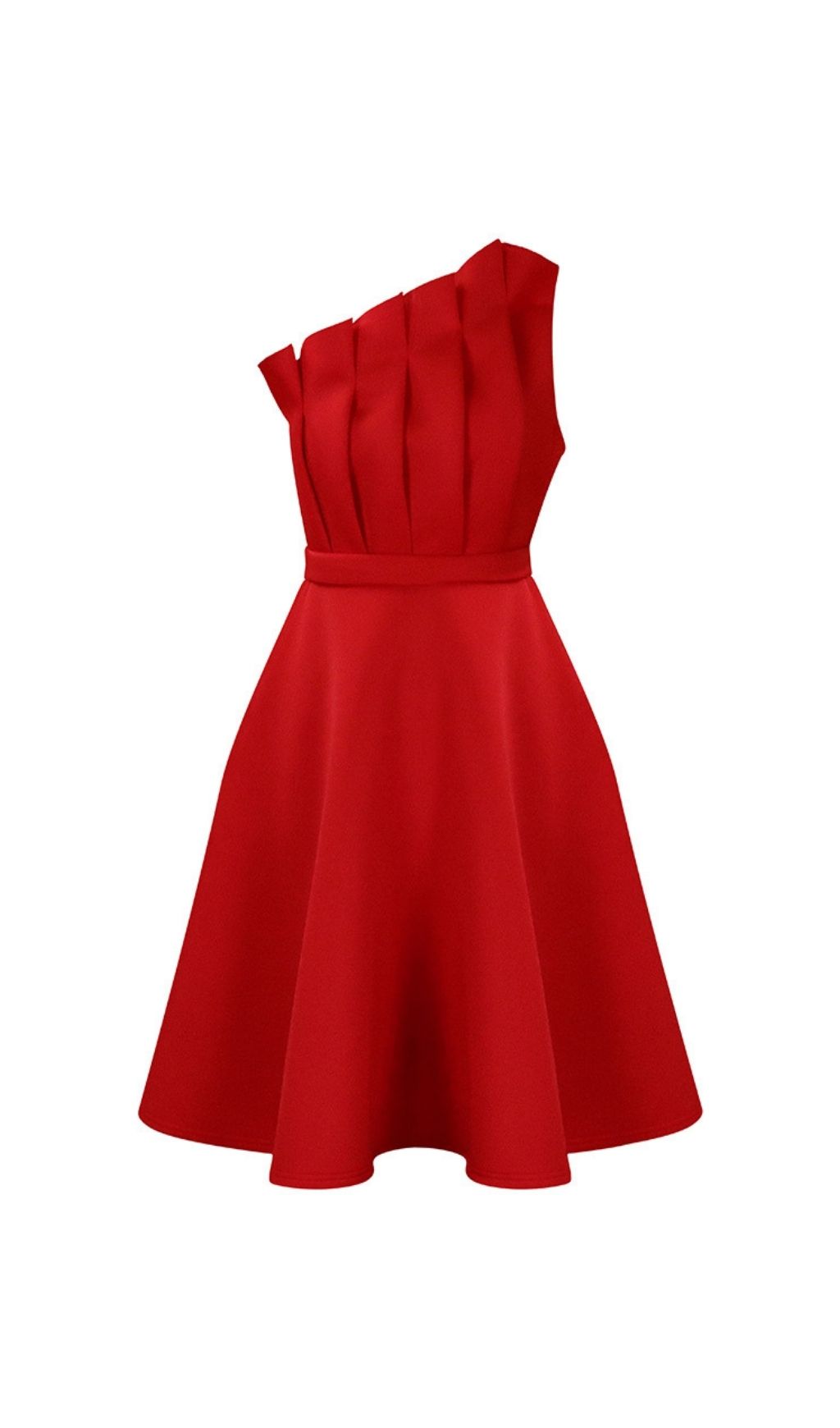 Dolores Ruffled Hem Strapless One-Shoulder Full Midi Dress - OWNCI