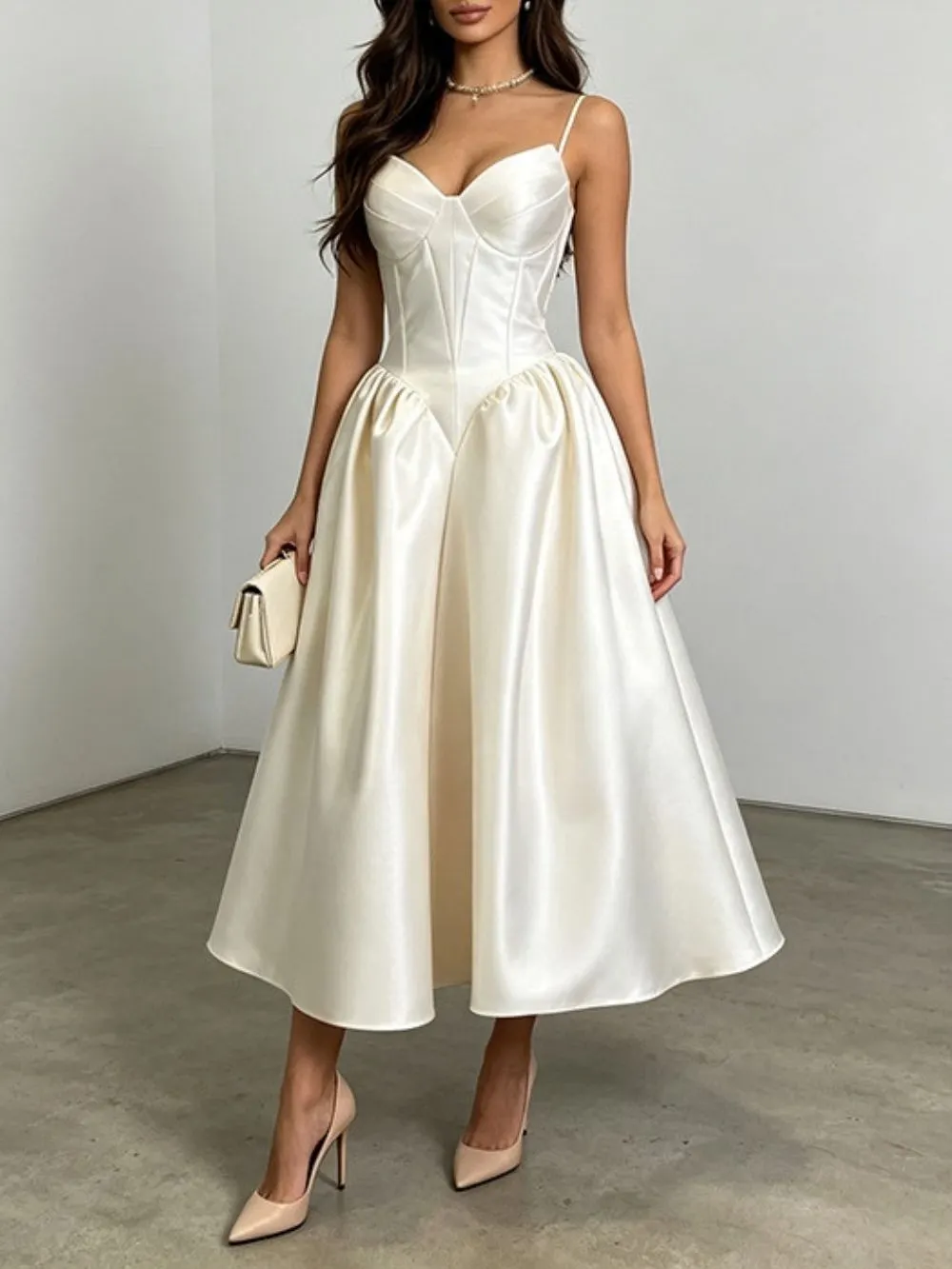 Marloes Spaghetti Corset Midi Dress - OWNCI Marloes Spaghetti Corset Midi Dress - OWNCI
