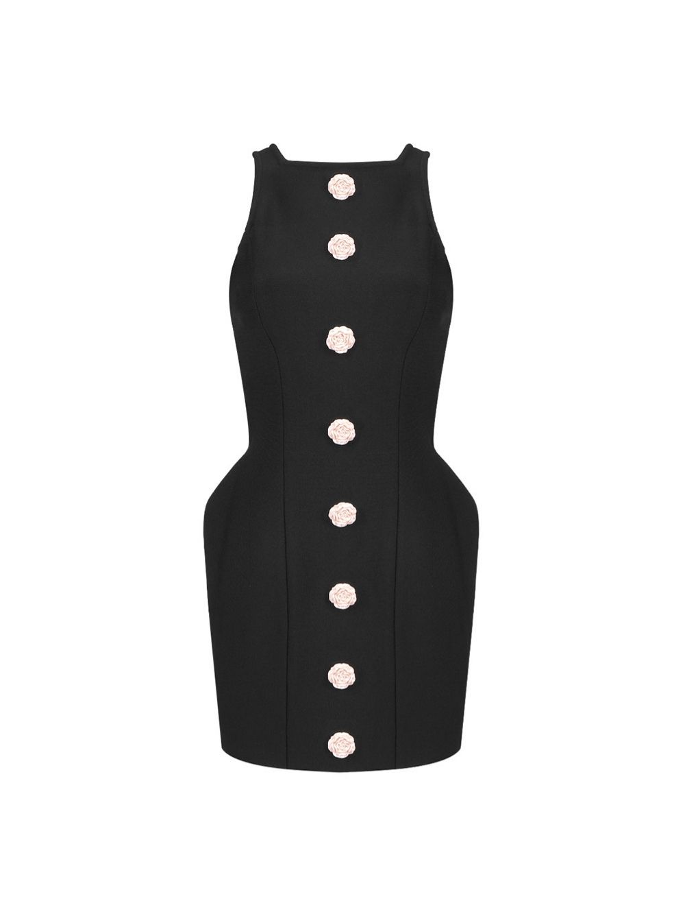 Marlyn Black Sleeveless Flower Bandage Mini Dress - OWNCI Marlyn Black Sleeveless Flower Bandage Mini Dress - OWNCI