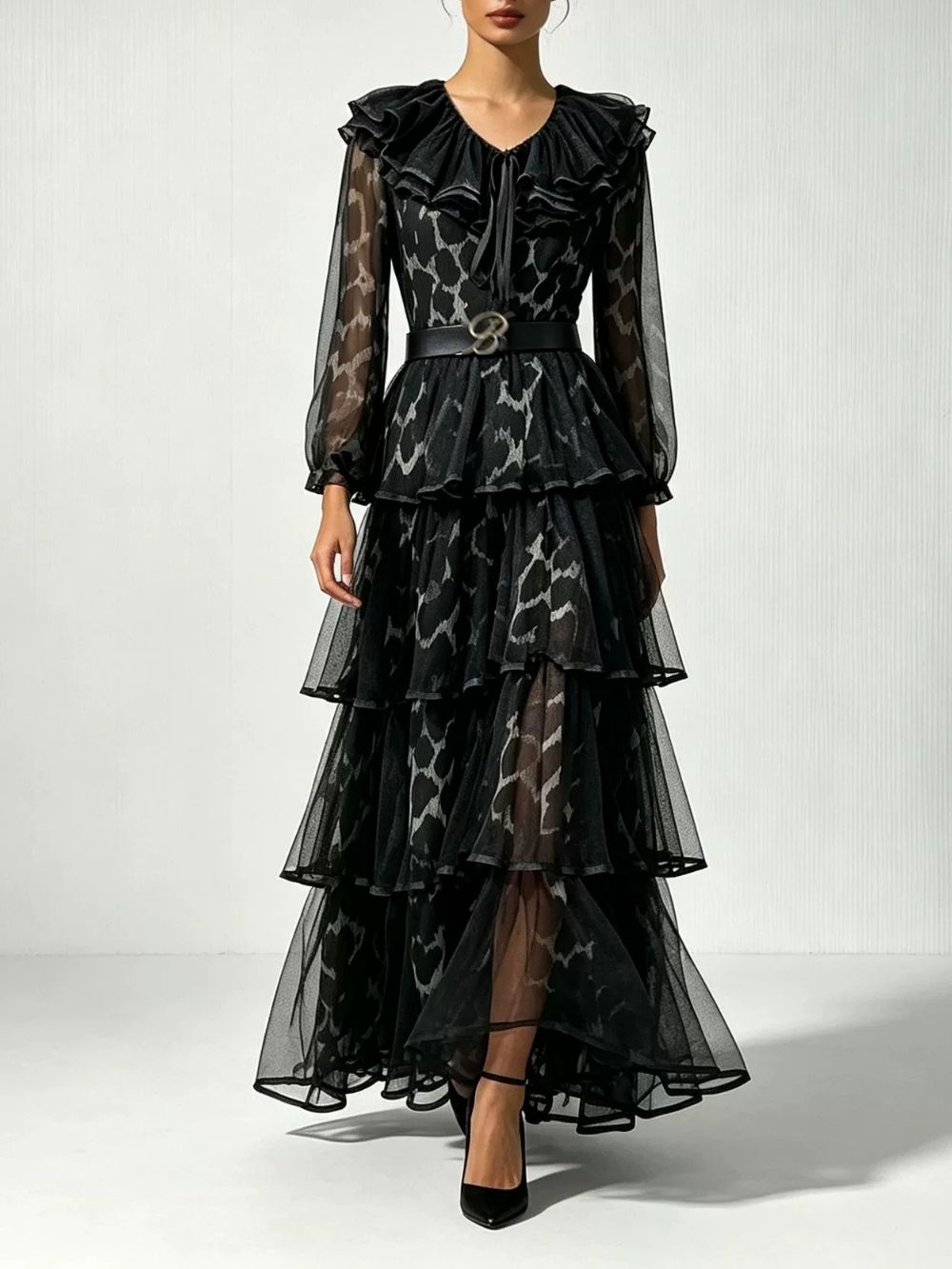 02467ca4c37966f5a8e1846cfa96c3a0 Margo Black Leopard Long Sleeve Maxi Dress