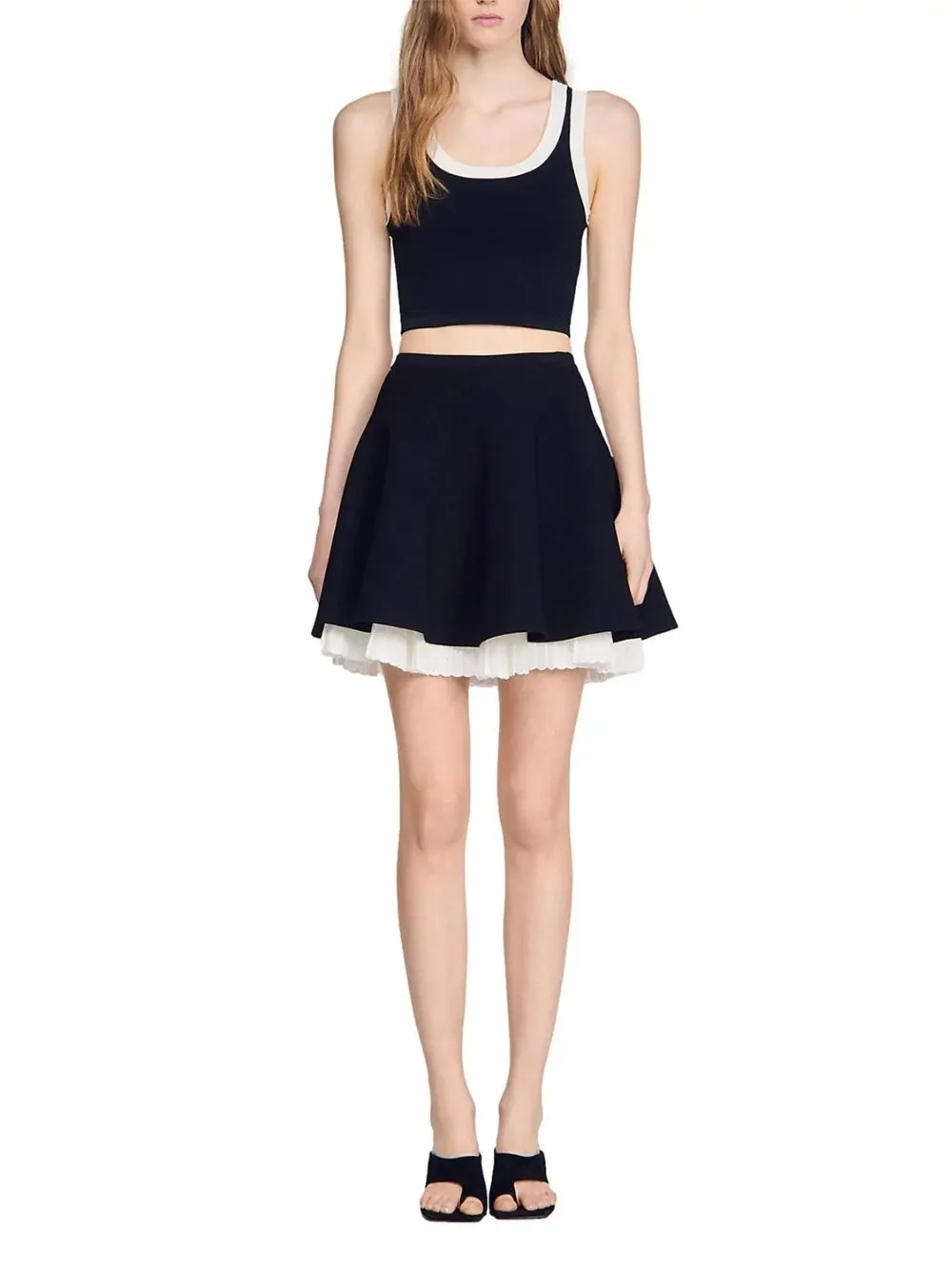 Two Tone Knit Skater Skirt - OWNCI Two Tone Knit Skater Skirt - OWNCI