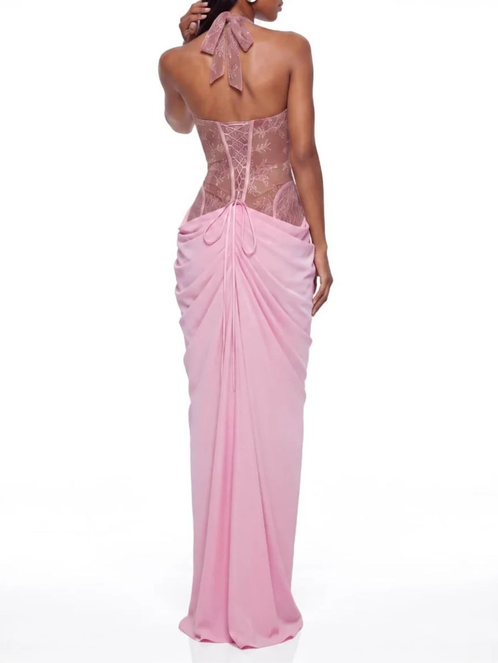 Zandor Halterneck Lace Split Maxi Dress - OWNCI