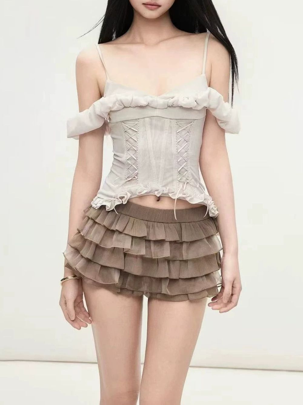 Marylin Spaghetti Ruffle Top - OWNCI Marylin Spaghetti Ruffle Top - OWNCI