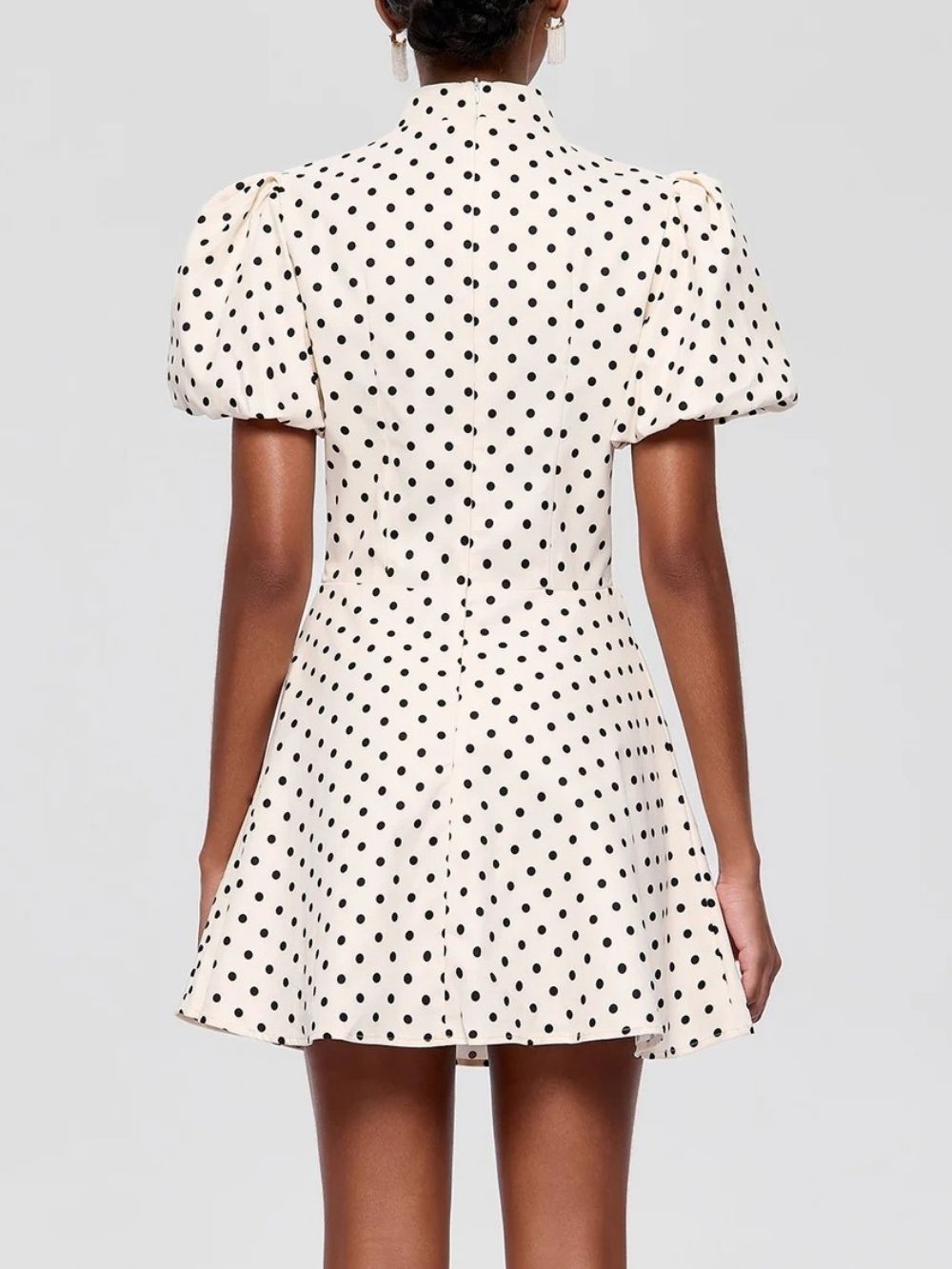 Fortuna Puff Sleeve Corset Dot Mini Dress - OWNCI