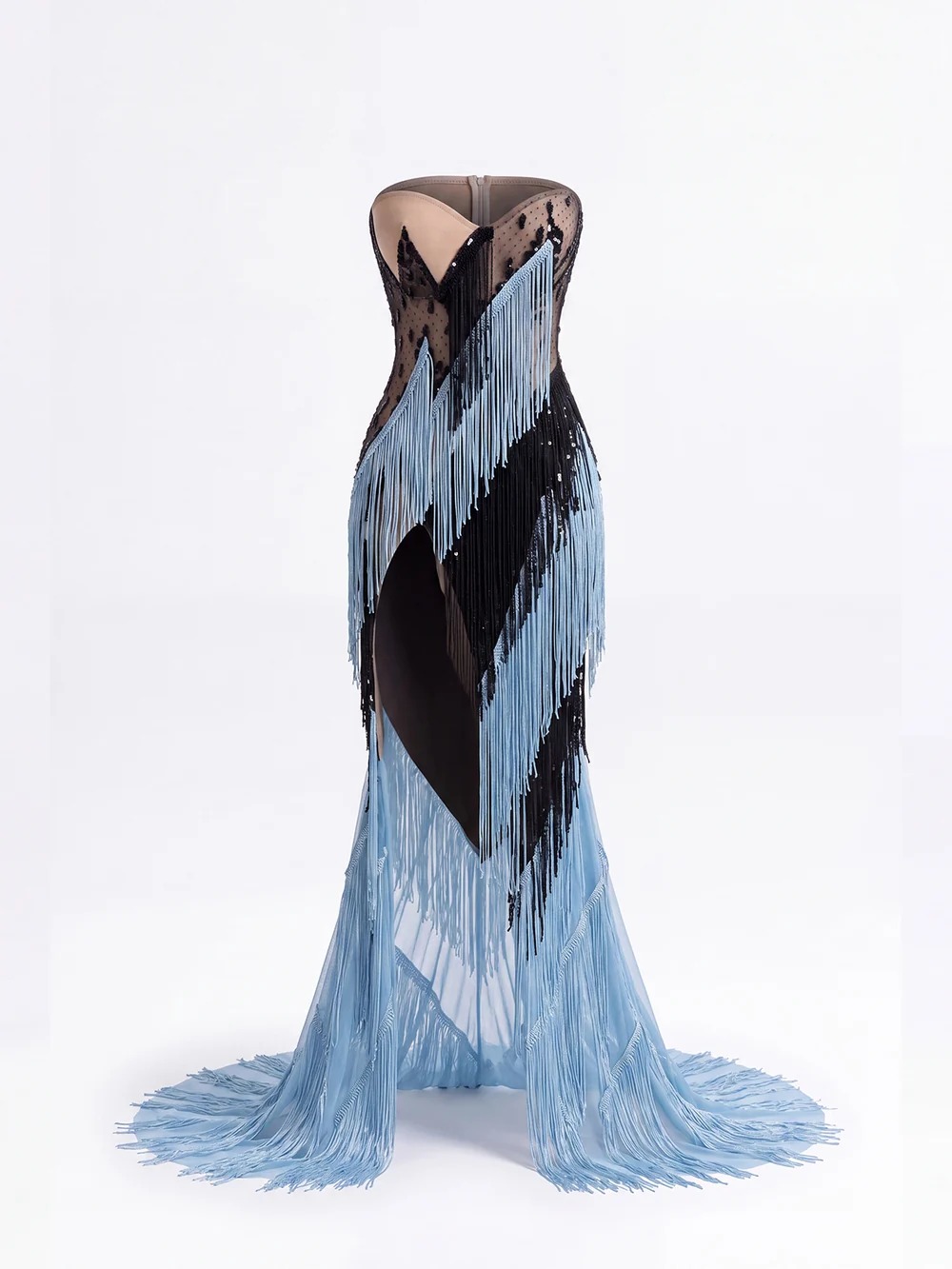 Ulsira Strapless Crystal Fringe Maxi Dress - OWNCI Ulsira Strapless Crystal Fringe Maxi Dress - OWNCI