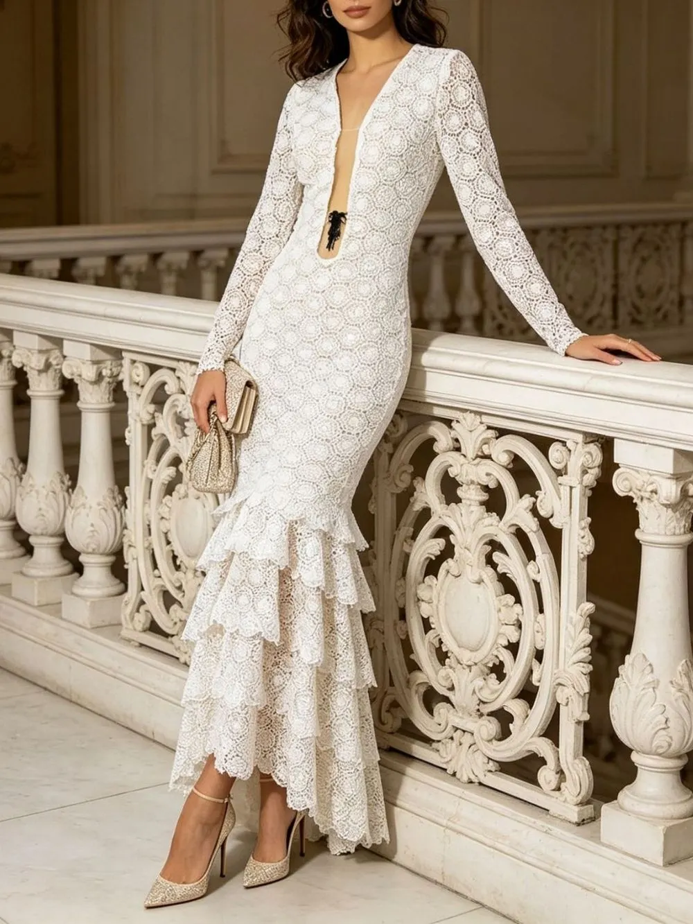 Markita White Long Sleeve Maxi Dress - OWNCI Markita White Long Sleeve Maxi Dress - OWNCI