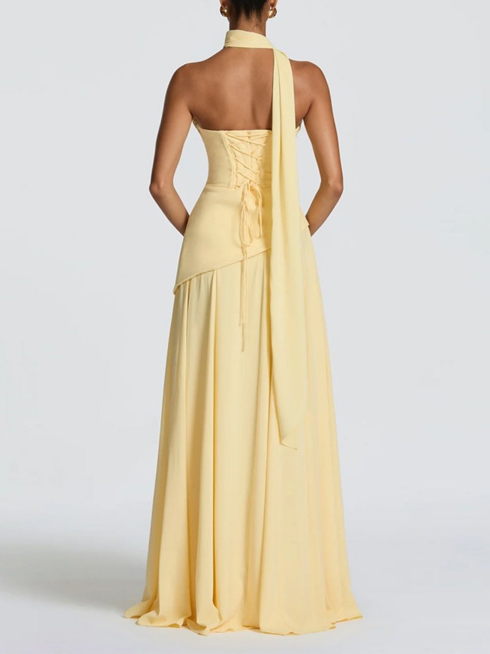 Materia Yellow Strapless Maxi Dress - OWNCI