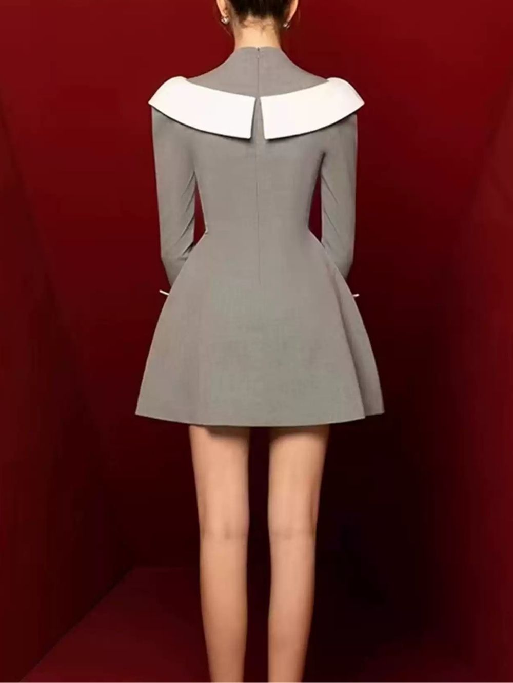 Marcelle Grey Long Sleeve Mini Dress - OWNCI