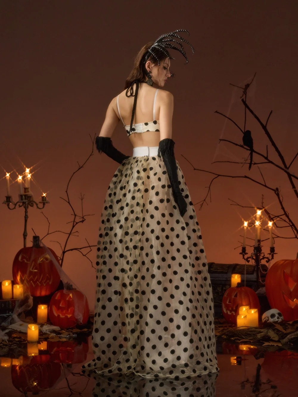 Galessa Spaghetti Spider Dot Skirt Set - OWNCI