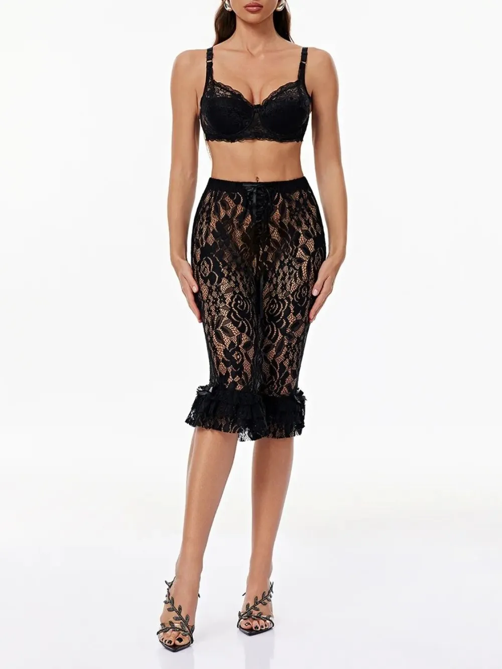 Gerda Lace Capri Pants Set - OWNCI
