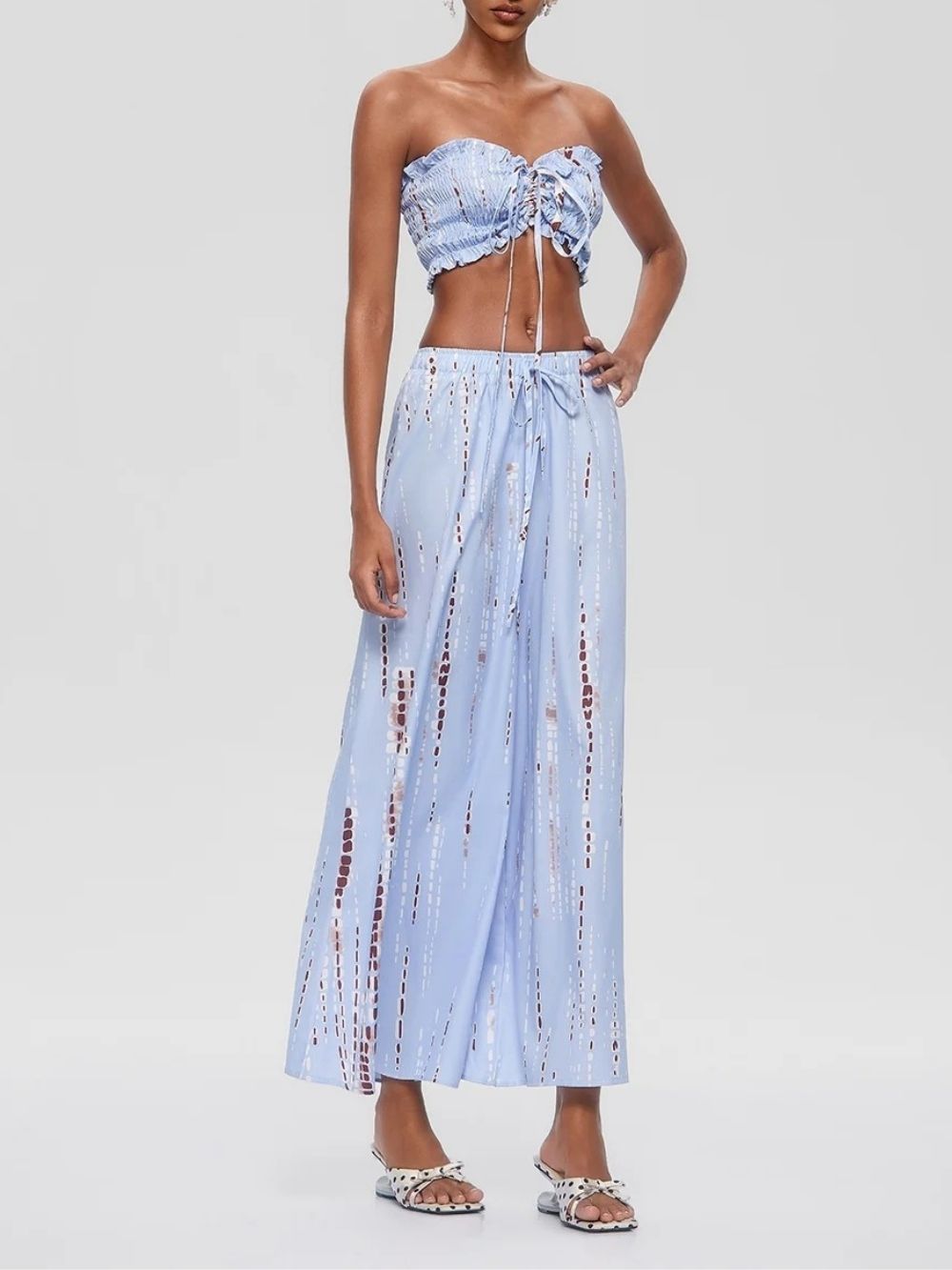 Gada Strapless Ruched Pants Set - OWNCI Gada Strapless Ruched Pants Set - OWNCI