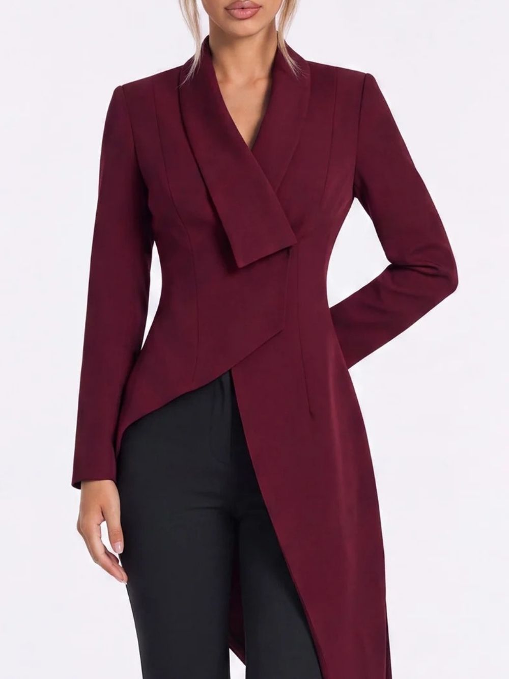 Qalvera Long Sleeve Asymmetric Blazer - OWNCI Qalvera Long Sleeve Asymmetric Blazer - OWNCI