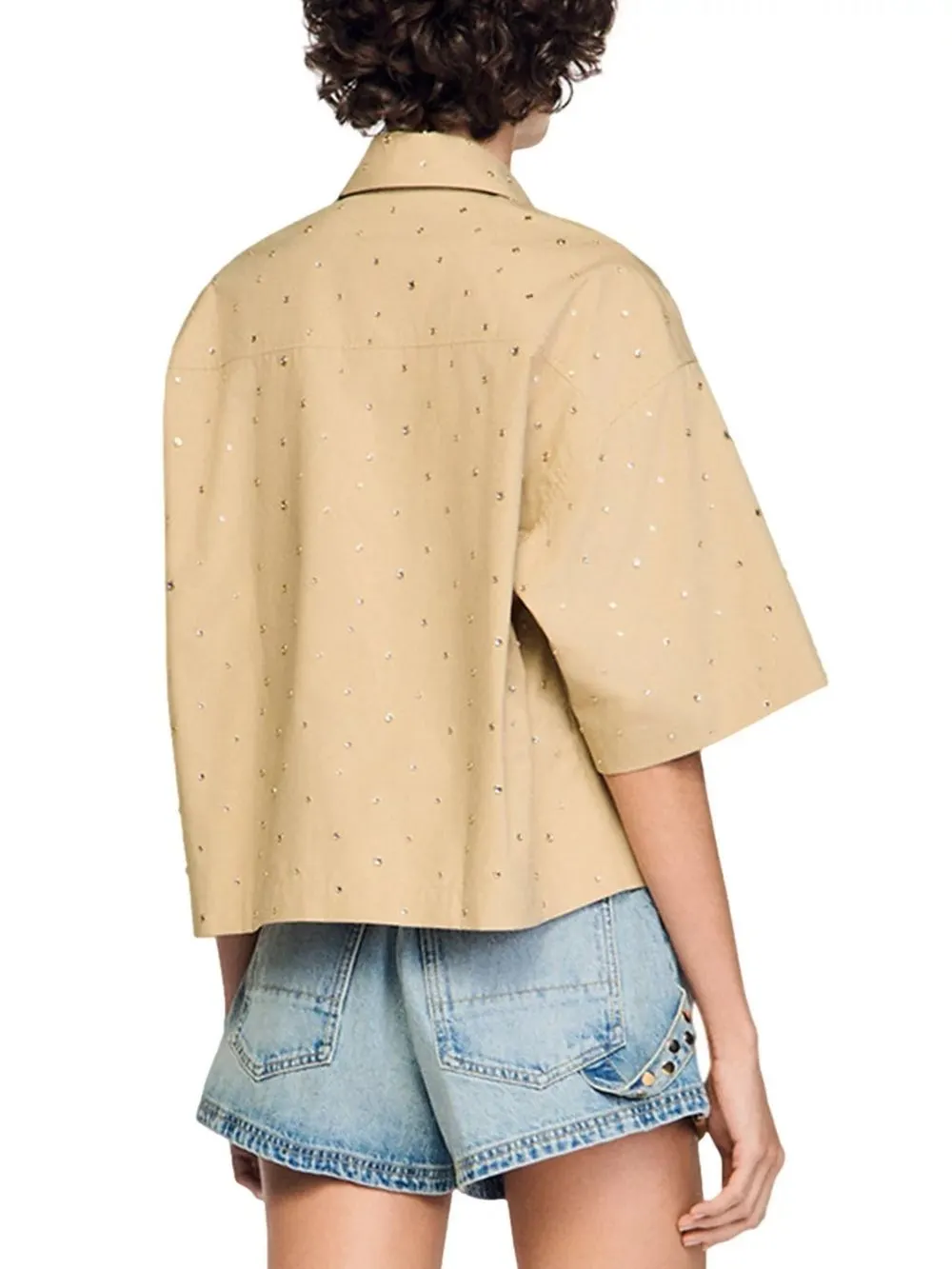 Rhinestone Cotton Shirt - OWNCI