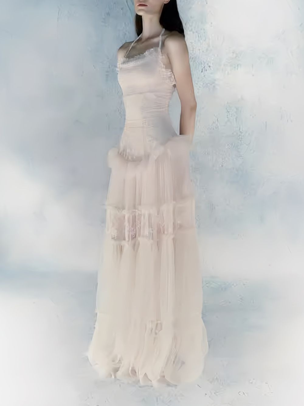 Marija White Spaghetti Mesh Maxi Dress - OWNCI Marija White Spaghetti Mesh Maxi Dress - OWNCI