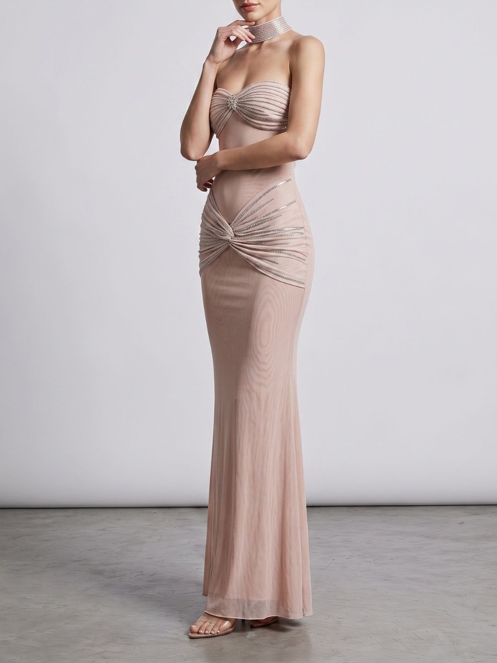 Martijn Diamante Ruched Maxi Dress - OWNCI