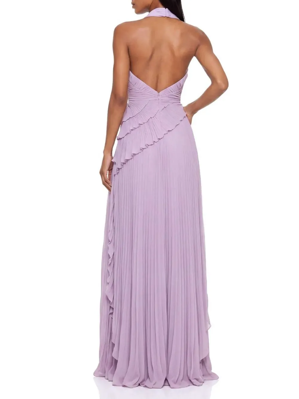 Beldora V Neck Ruffle Pleated Maxi Dress - OWNCI