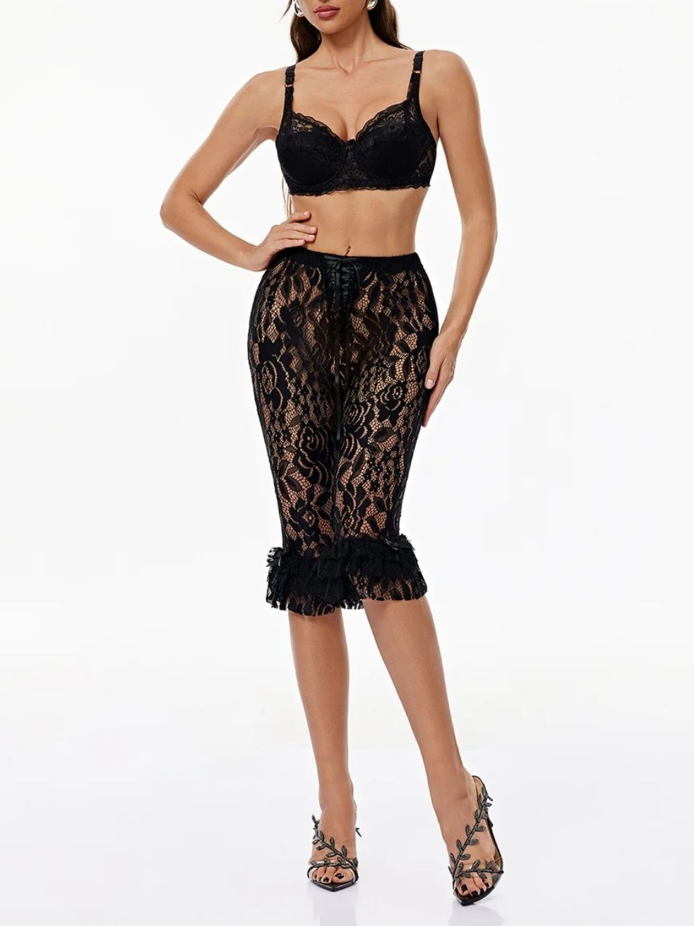 Gerda Lace Capri Pants Set - OWNCI Gerda Lace Capri Pants Set - OWNCI