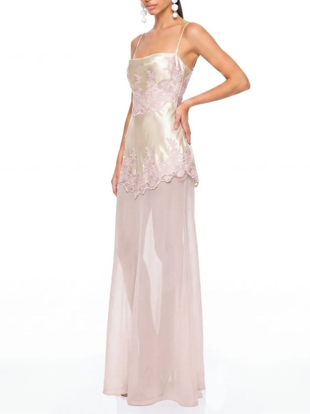 Ryneth Spaghetti Lace Satin Maxi Dress - OWNCI Ryneth Spaghetti Lace Satin Maxi Dress - OWNCI