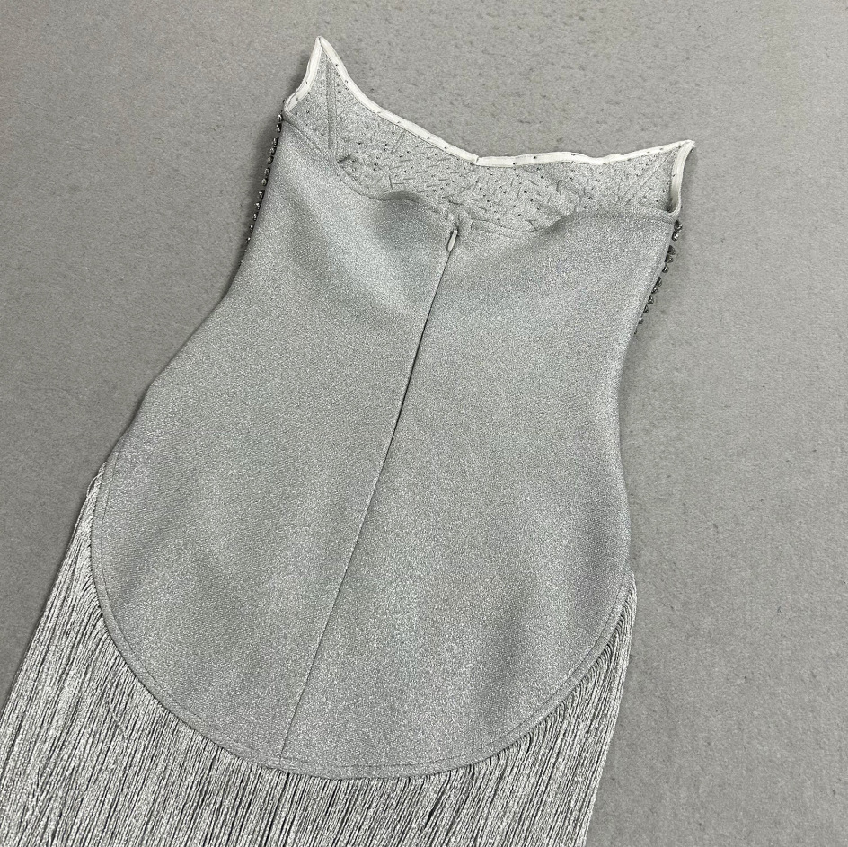 Marlen Strapless Diamante Tassel Maxi Dress - OWNCI Marlen Strapless Diamante Tassel Maxi Dress - OWNCI