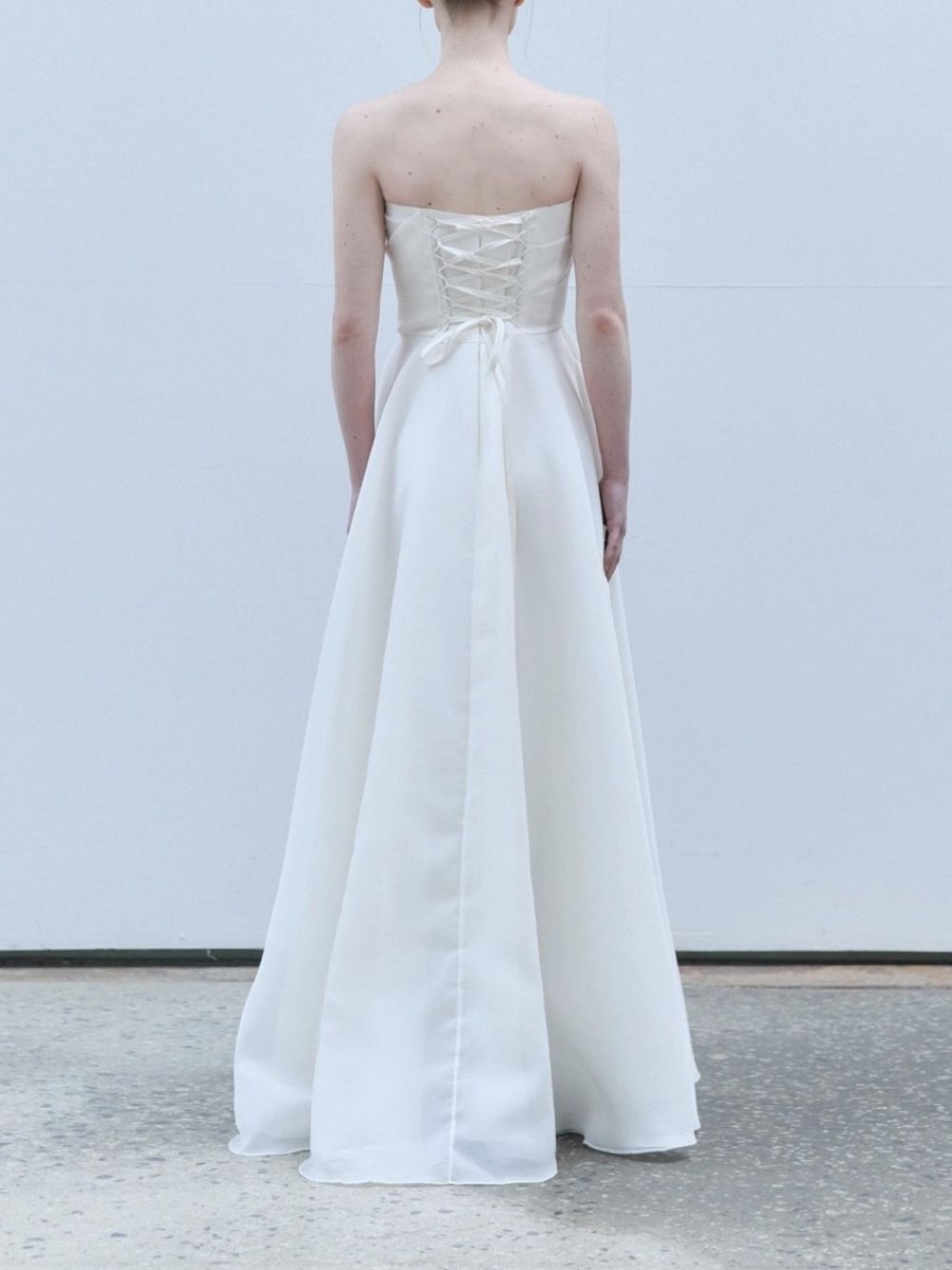 Barbara French Satin Strapless Maxi Dress - White