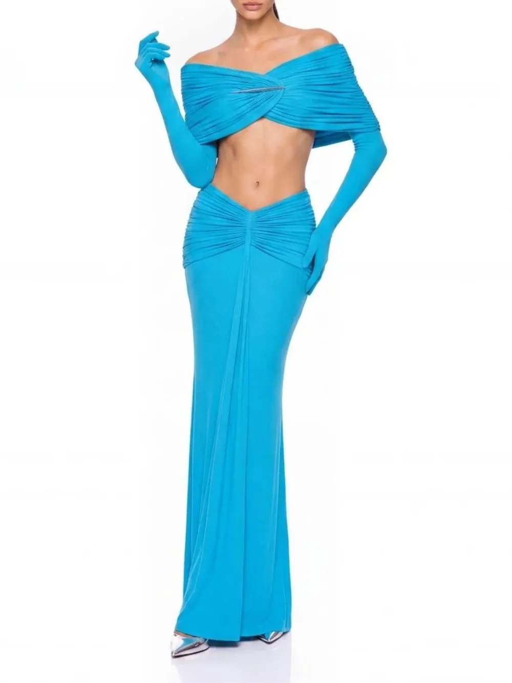 Quvion Off Shoulder Ruched Skirt Set - OWNCI Quvion Off Shoulder Ruched Skirt Set - OWNCI