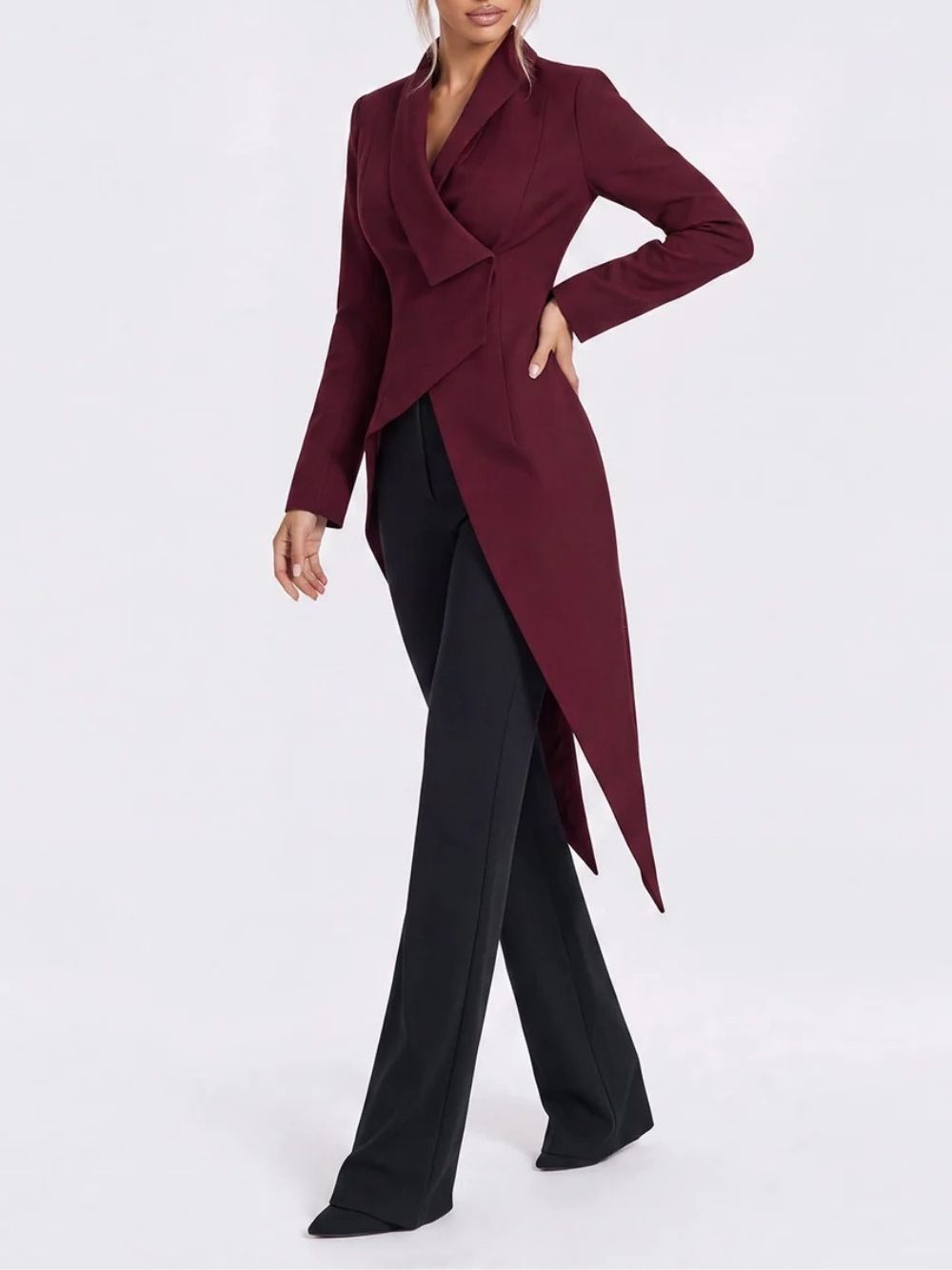 Qalvera Long Sleeve Asymmetric Blazer - OWNCI Qalvera Long Sleeve Asymmetric Blazer - OWNCI