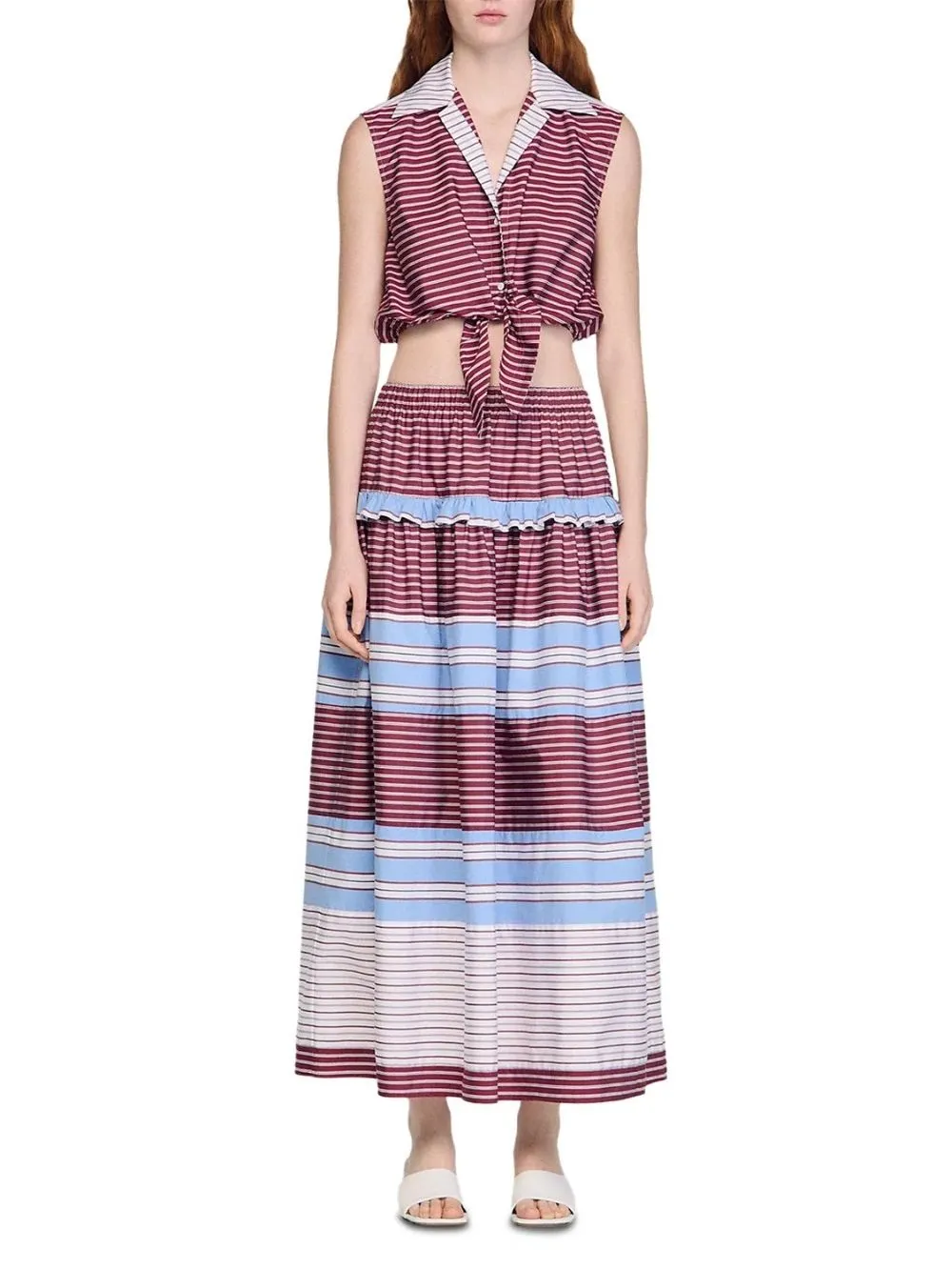 Cropped Striped Cotton Shirt - OWNCI