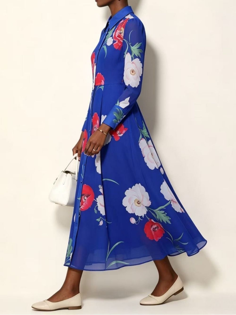 Maricopa Blue Floral Long Sleeve Maxi Dress - OWNCI Maricopa Blue Floral Long Sleeve Maxi Dress - OWNCI