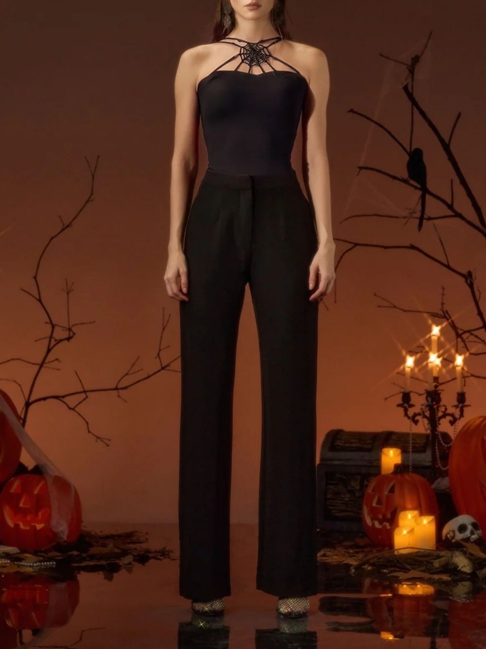 Calsora Cobweb Top In Black - OWNCI