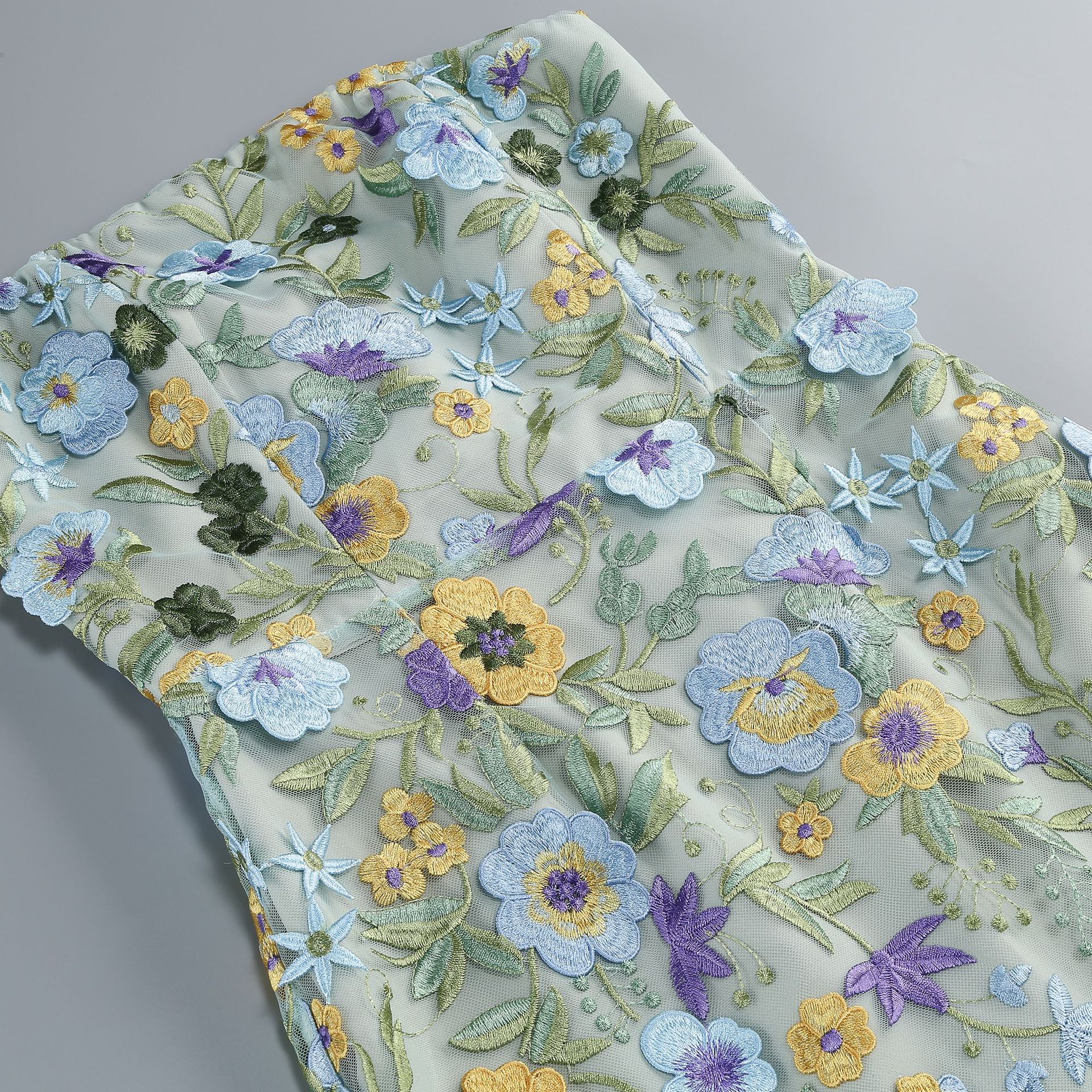Malou Green Strapless Flower Embroidery Mini Dress - OWNCI