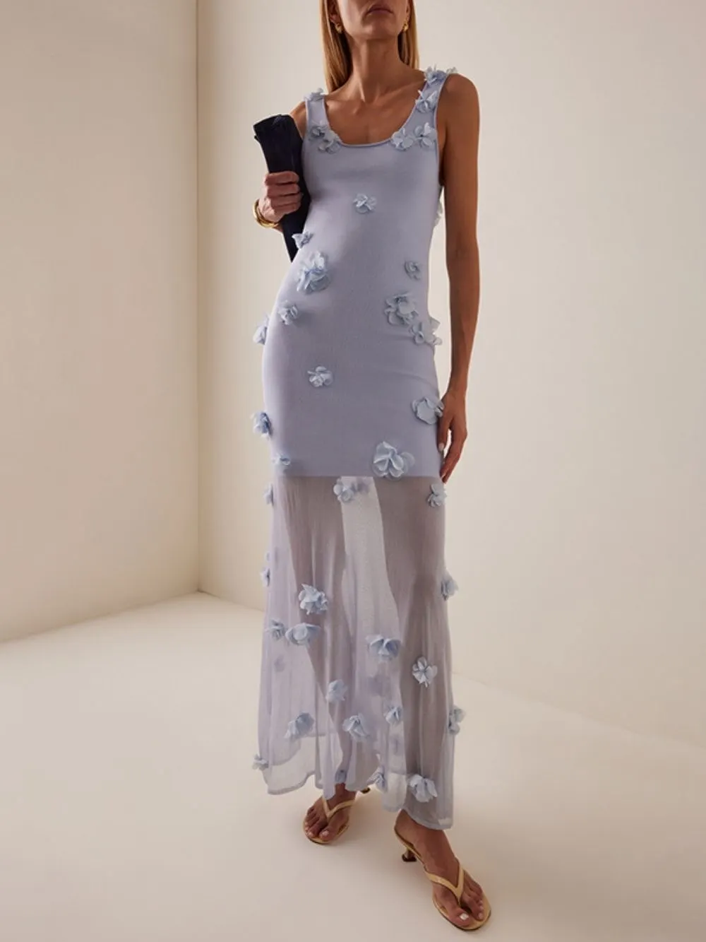 Manoush Purple Flower Embellished Maxi Dress - OWNCI Manoush Purple Flower Embellished Maxi Dress - OWNCI