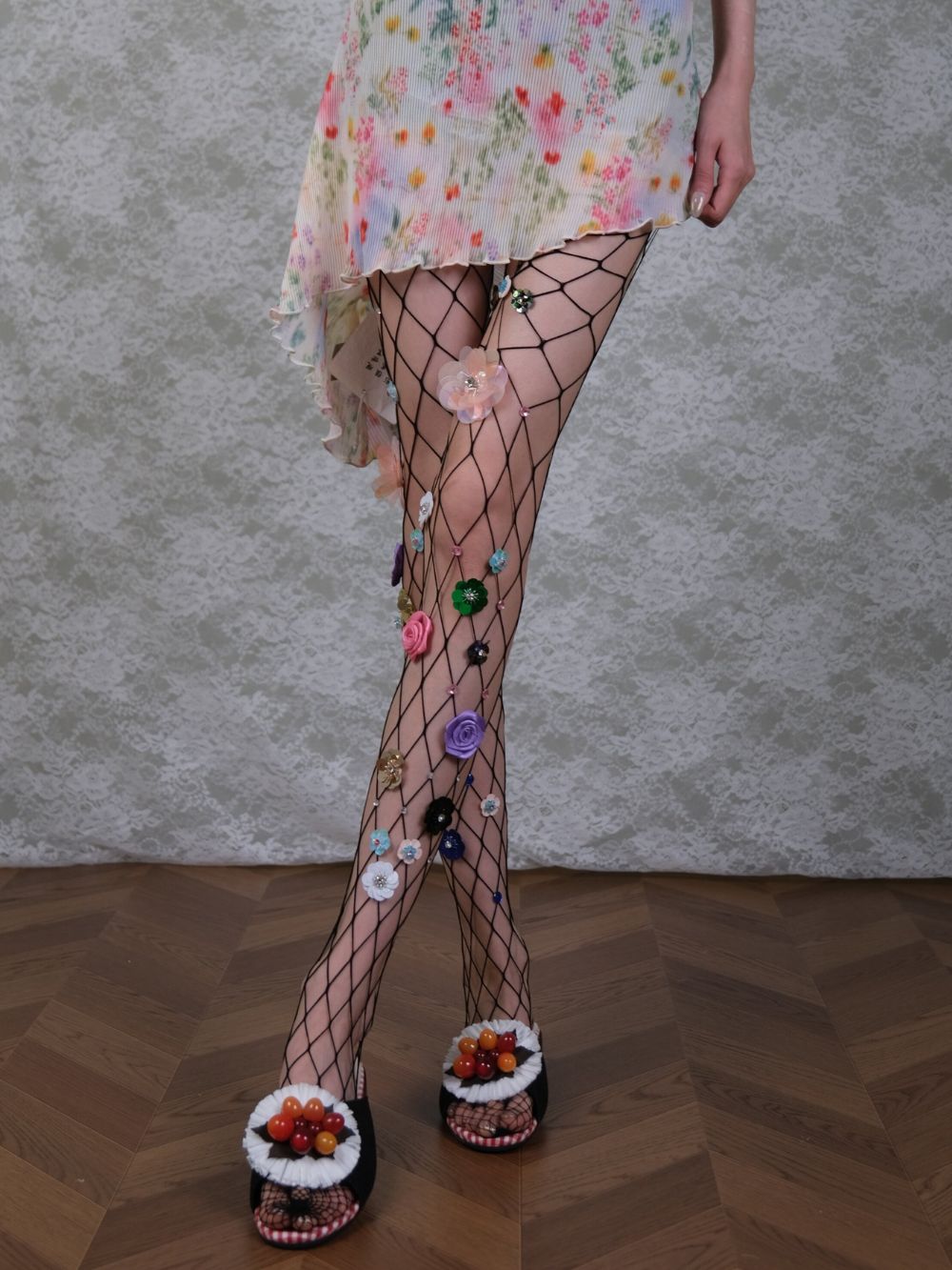 Martha Flower Embellished Tights - OWNCI Martha Flower Embellished Tights - OWNCI