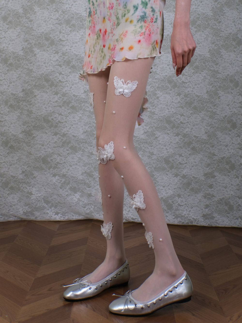 Martie White Butterfly Tights - OWNCI Martie White Butterfly Tights - OWNCI