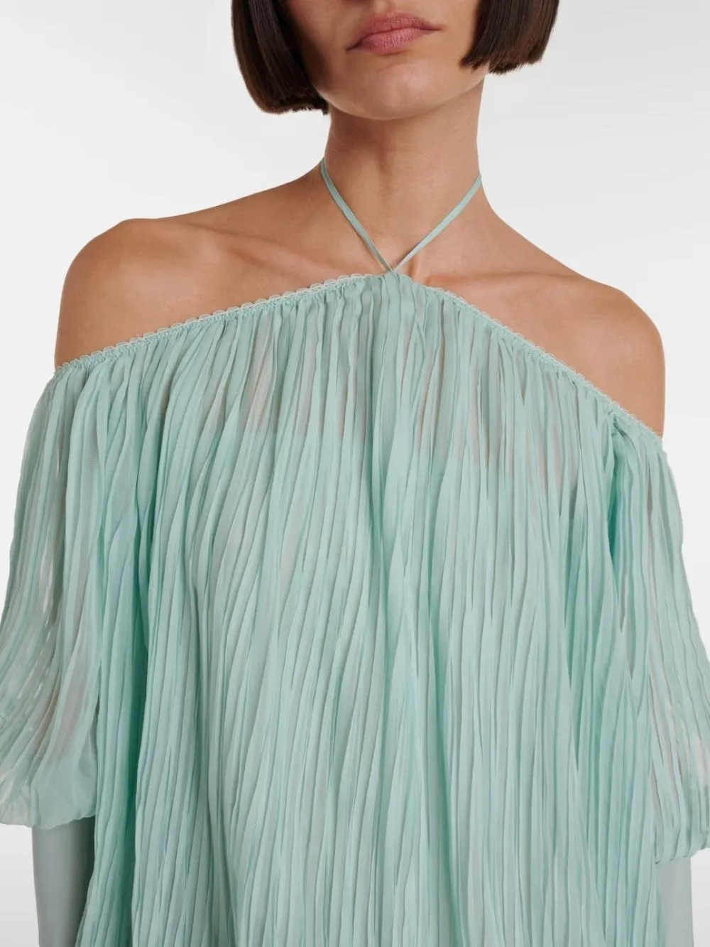 1d7ff3406b38f274ab95631db8762ae3 Manon Mint Long Sleeve Pleated Mini Dress