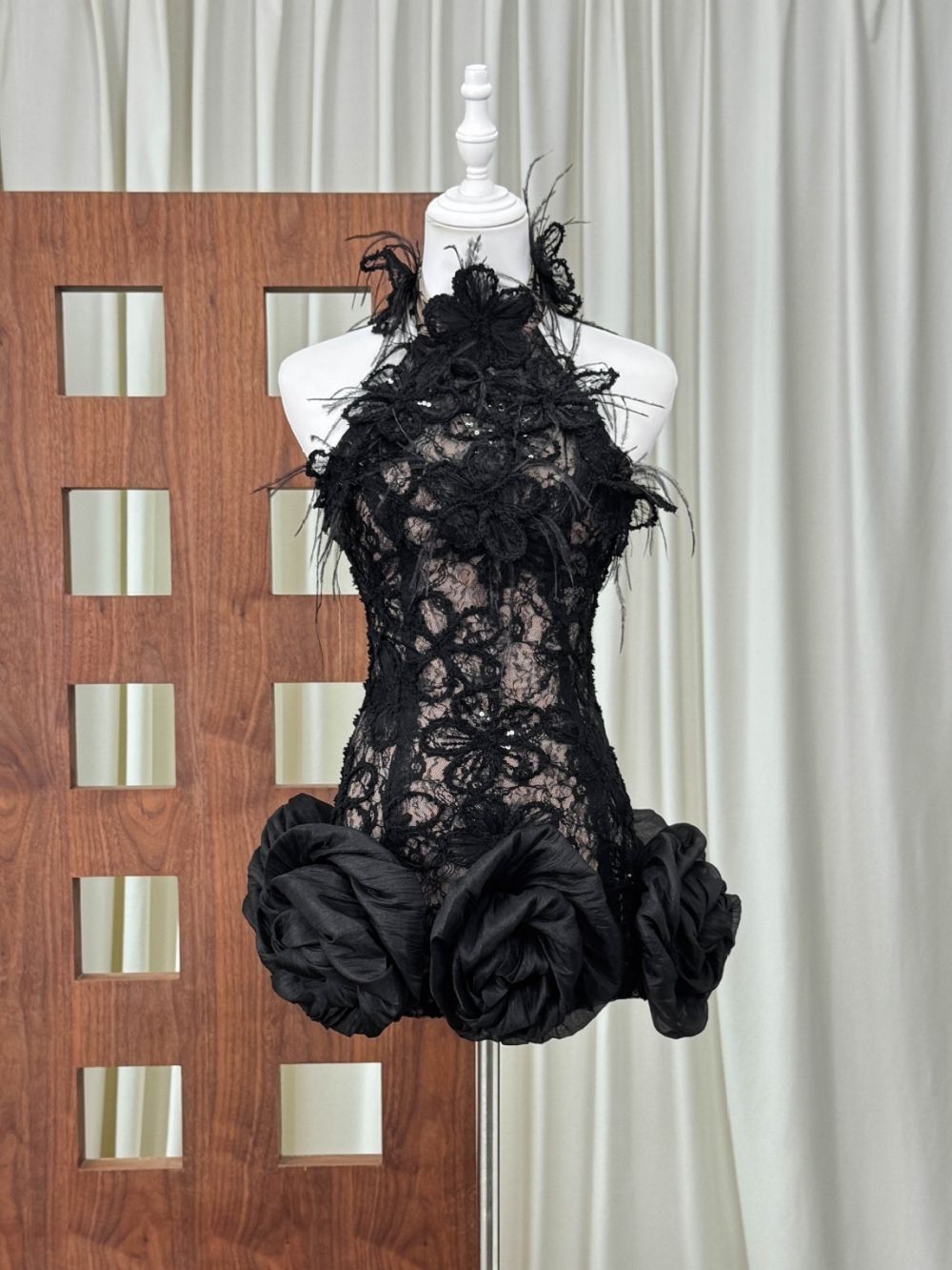 Mars Halter Flower Lace Mini Dress - OWNCI Mars Halter Flower Lace Mini Dress - OWNCI
