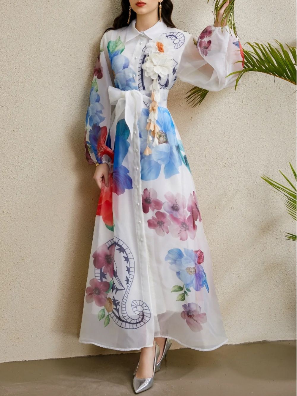 Maru White Printed Maxi Dress - OWNCI Maru White Printed Maxi Dress - OWNCI