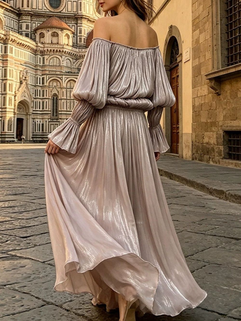 Salyxen Off Shoulder Split Maxi Dress - OWNCI