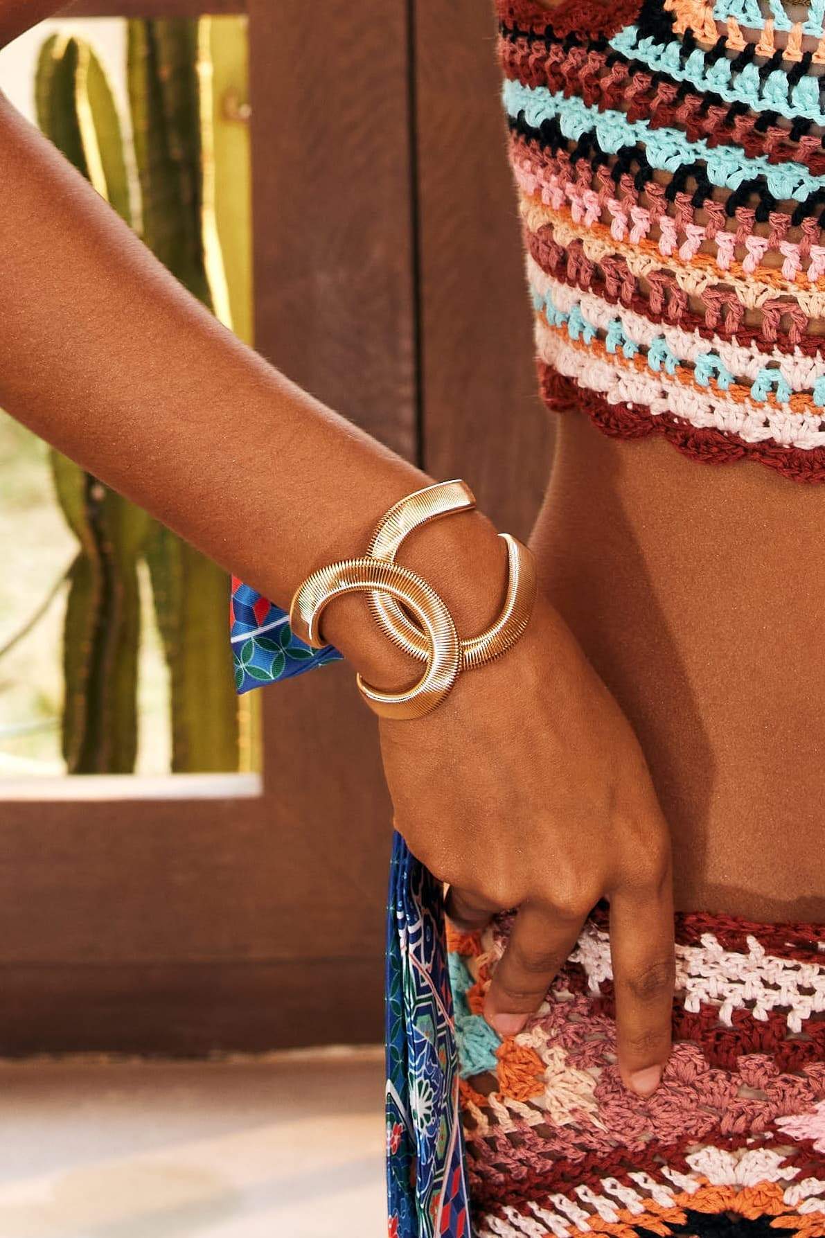 Twisted Ribbed Texture Gold Open Cuff Bangle Bracelet - OWNCI Twisted Ribbed Texture Gold Open Cuff Bangle Bracelet - OWNCI
